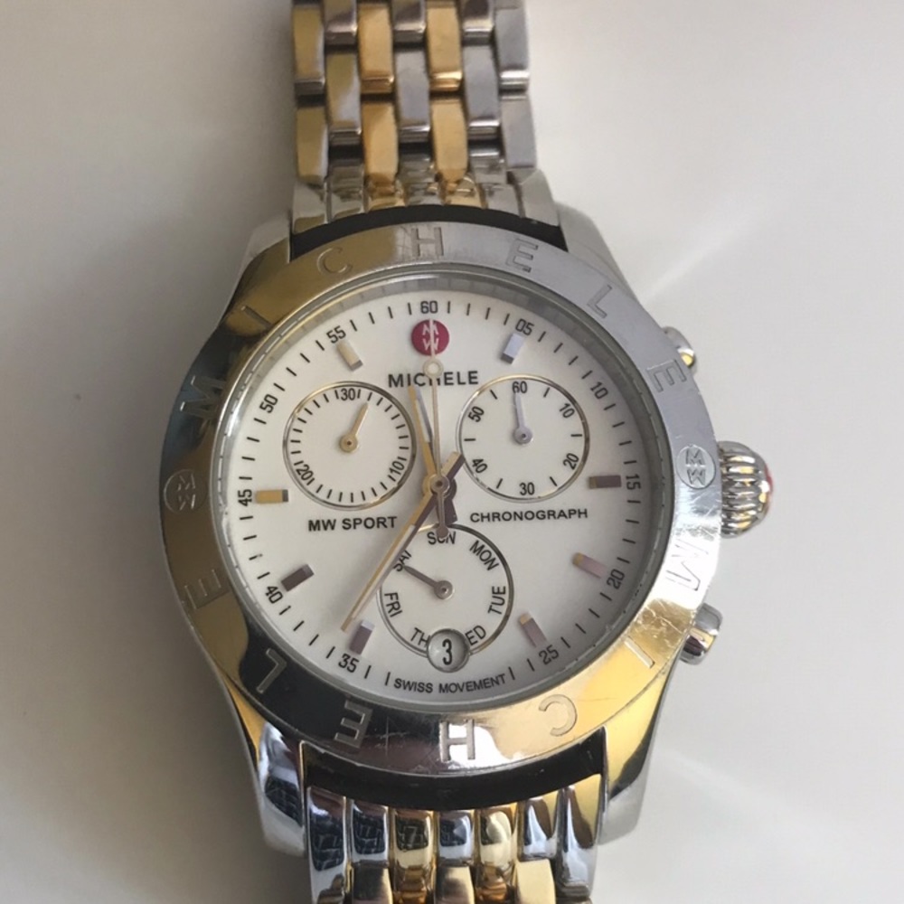 Michele Swiss mvt CSX Chrono Watch Bracelet 2-tone